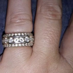 Sterling and cz anniversary band Aprx 3cts
